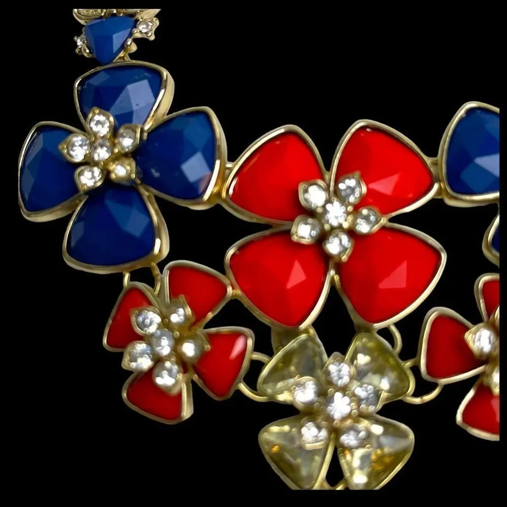 The Limited ORANGE and BLUE Flower Necklace with Gold Chain